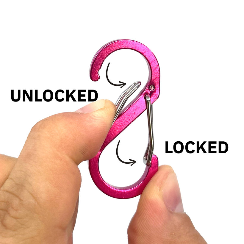 Okrasná karabína v tvare S-háku 50 mm - ružová