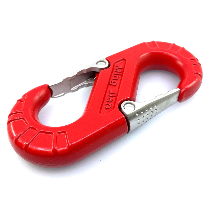 Hliníkový hák s poistkou – červený