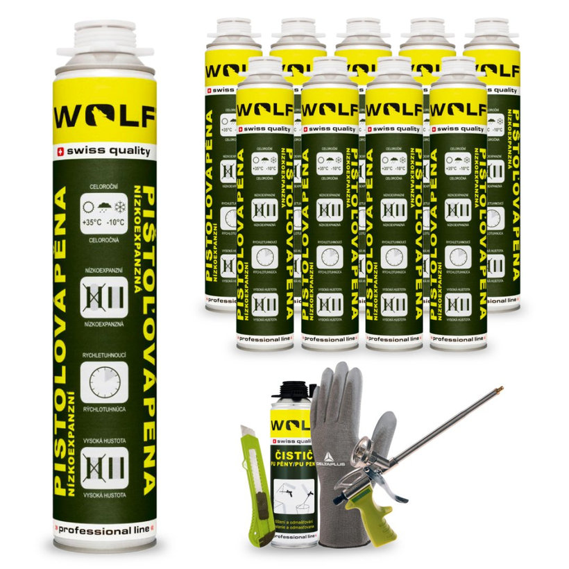 Montážna (PUR) pena pištoľová NÍZKOEXPANZNÁ 10ks MEGA PACK 750ml