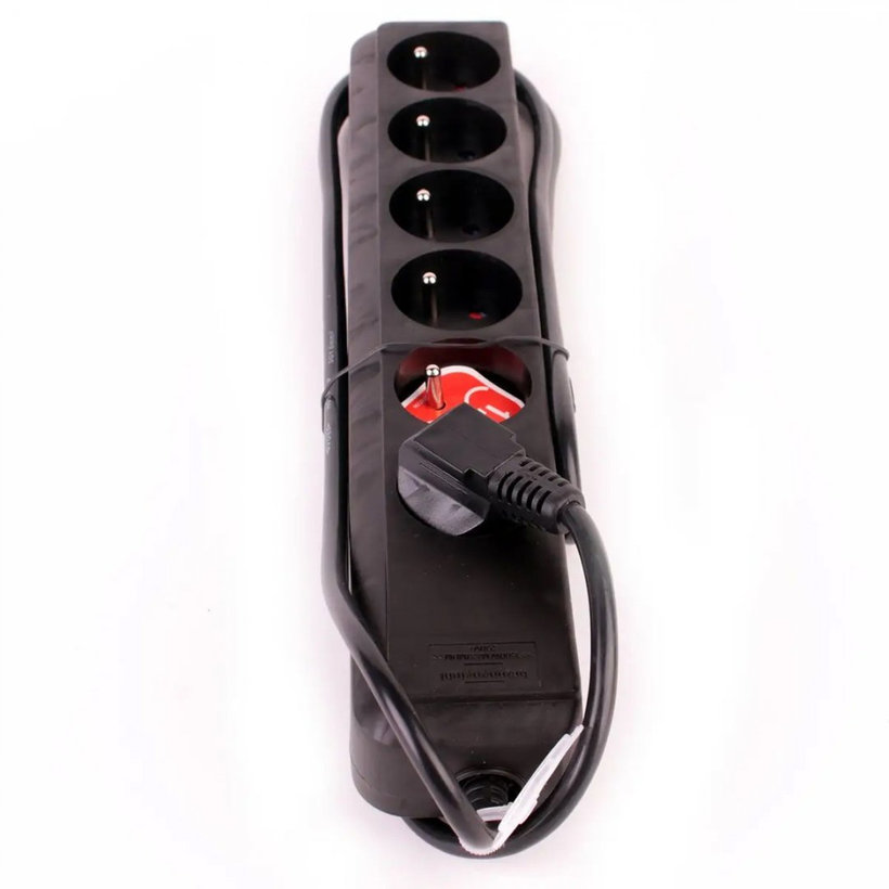 Predlžovací kábel 6-zásuvkový bez vypínača čierny 1,5m