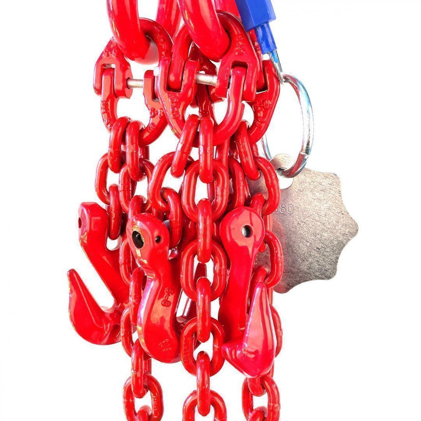 Reťazový záves oko-3 hák tr 80 so skracovačom (4,5 m, 17 000/11 800 kg, 16 mm, červená)
