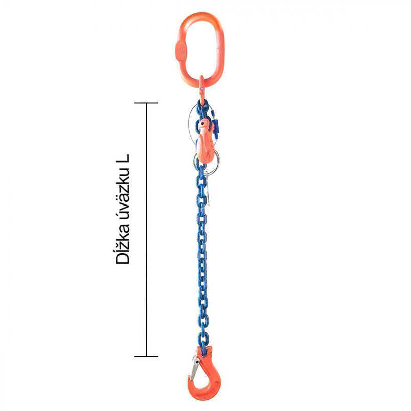 Reťazový záves oko-hák tr 100 so skracovačom (6,5 m, 1400 kg, 6 mm)