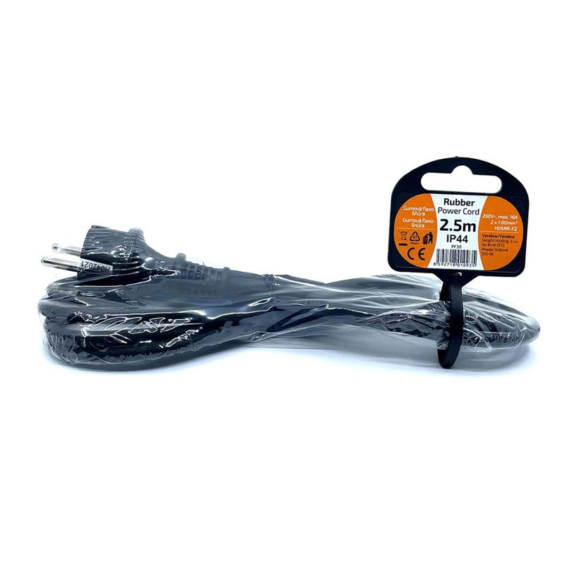 Flexo šnúra 2,5m 2x1 gumová H05RR-F2 čierna