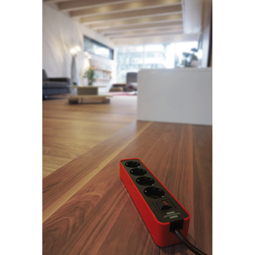 Predlžovací kábel Ecolor 3 zásuvky čierna/červená 1,5m