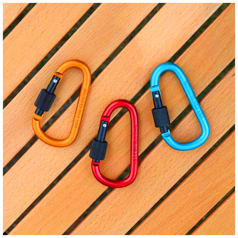 Hliníková karabína s poistkou - oranžová