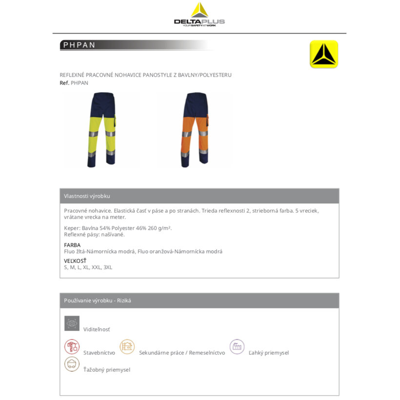 Reflexné pracovné nohavice PHPAN oranžové M