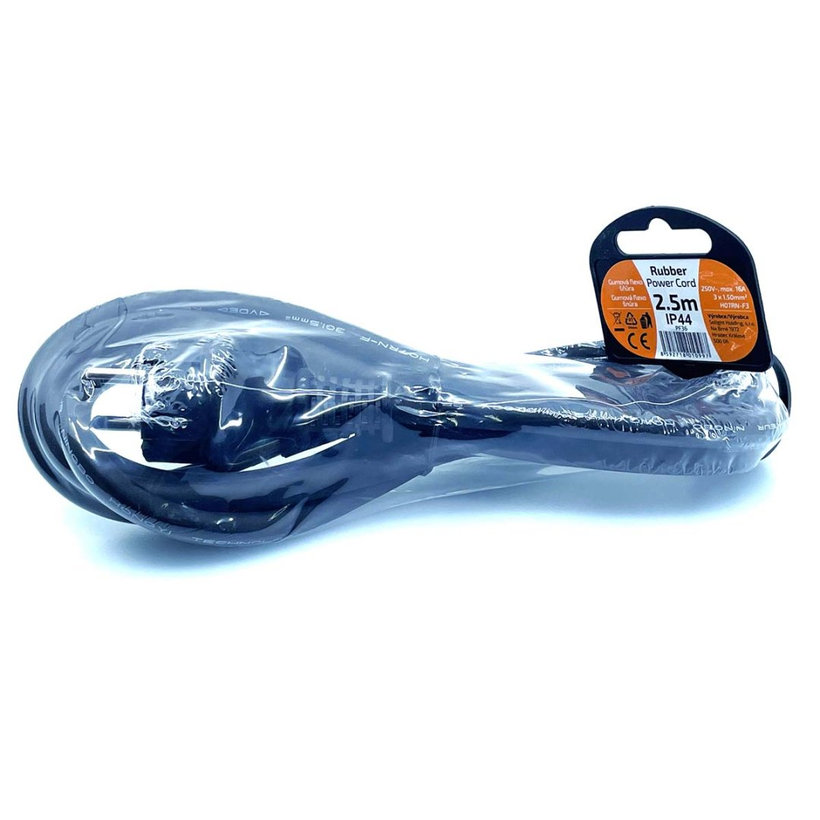 Flexo šnúra 2,5m 3x1,5 gumová H07RN-F3 čierna