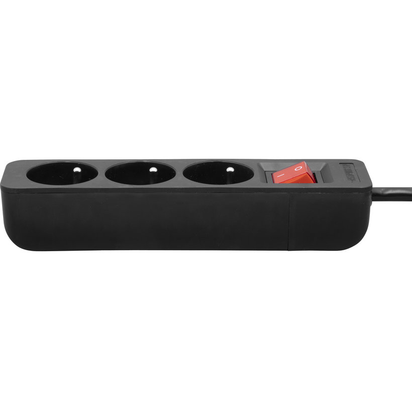 Predlžovací kábel Eco-Line 3 zásuvky čierny s vypínačom 3m