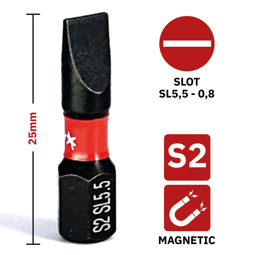 Bit magnetický SL5,5x25 mm 0.8