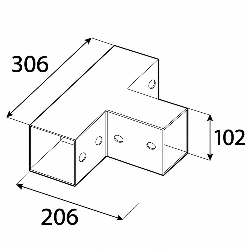 Spojka štvorcového nosníka GPT 100 čierna 102x306x206 mm