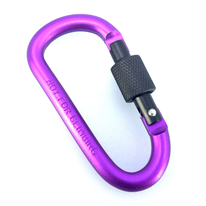 Hliníková karabína s poistkou - fialová