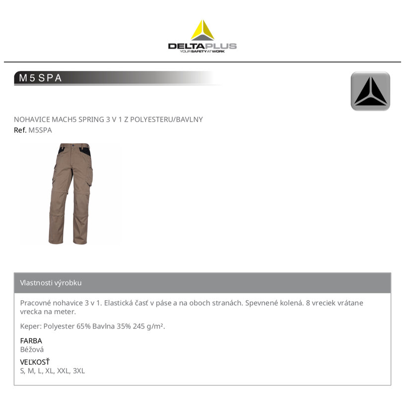 Pracovné nohavice MACH5 SPRING béžové XL