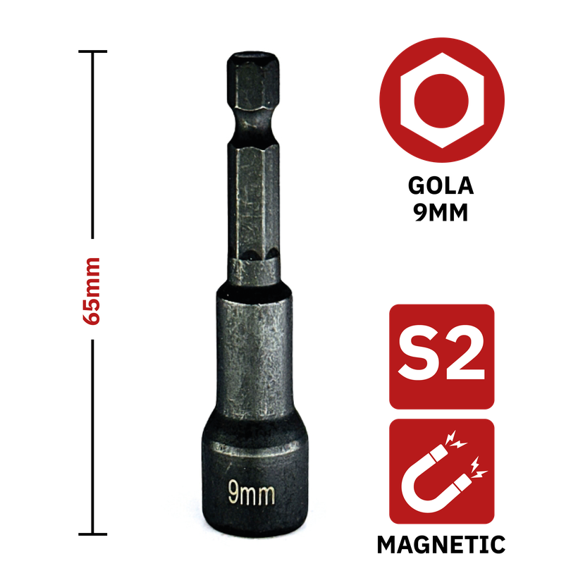 Gola hlava magnetická 9x65 mm