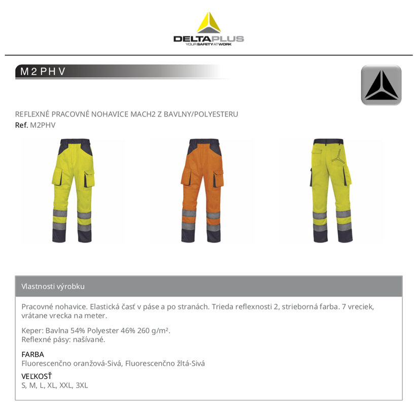 Reflexné pracovné nohavice MACH2 HV oranžové 3XL