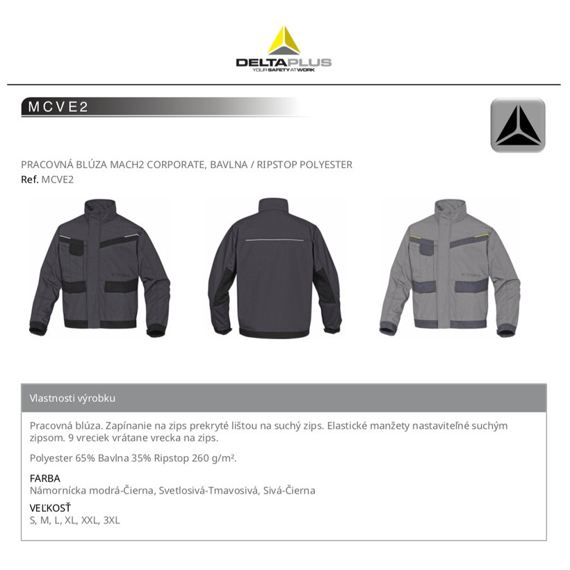 Pracovná bunda MACH2 CORPORATE svetlosivá 3XL