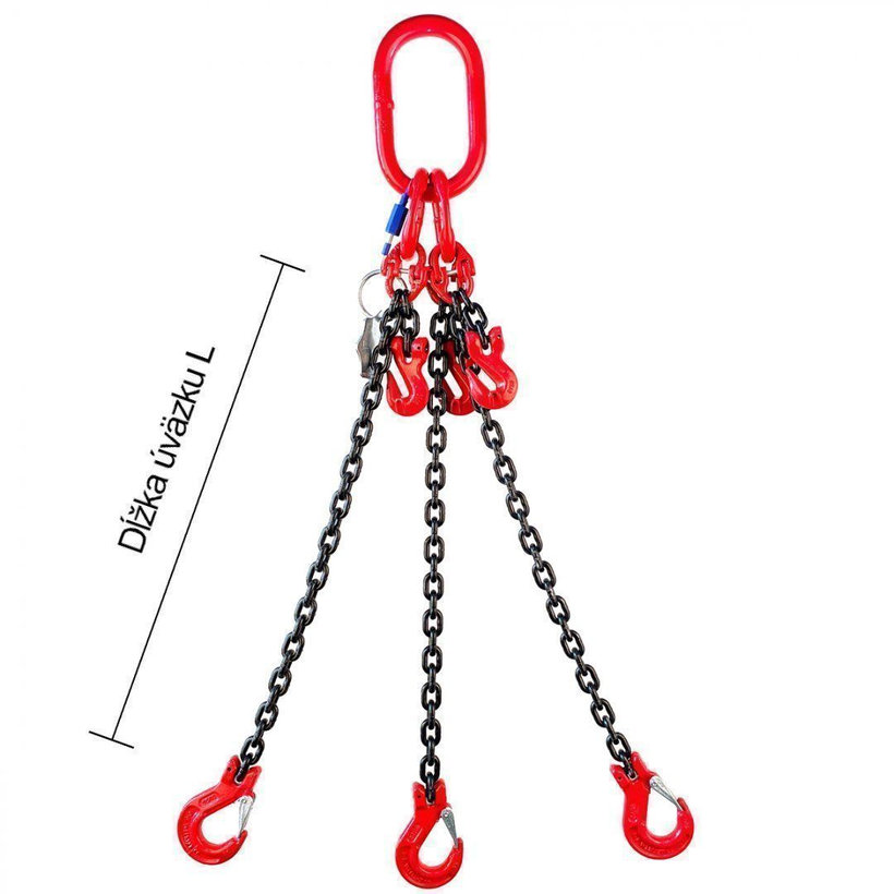 Reťazový záves oko-3 hák tr 80 so skracovačom (5,5 m, 11 200/8000 kg, 13 mm)