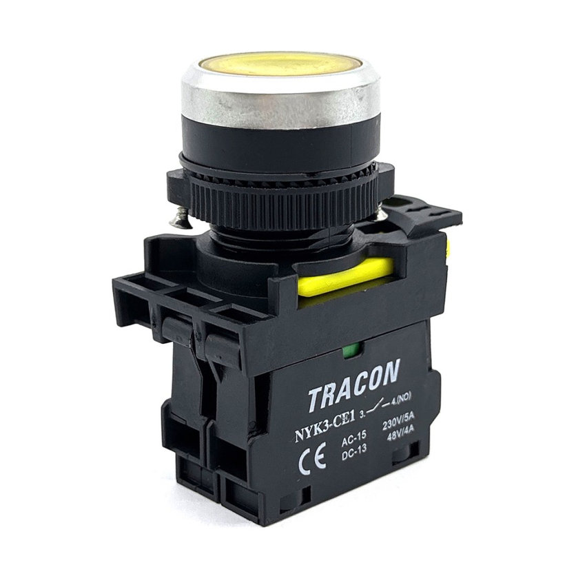 Tlačidlový spínač podsvietený žltý