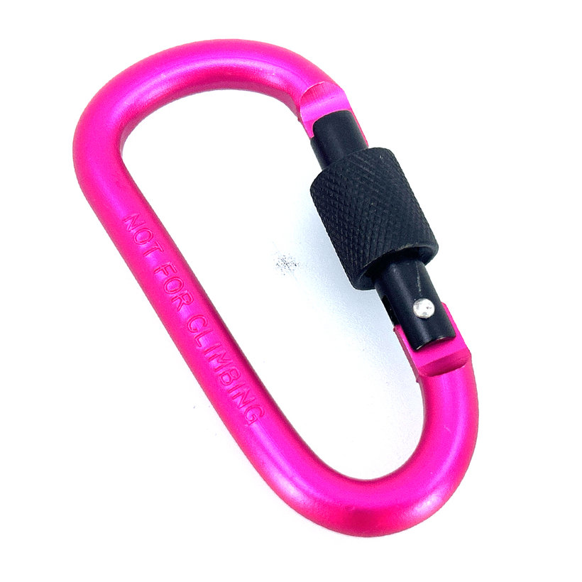 Hliníková karabína s poistkou - ružová
