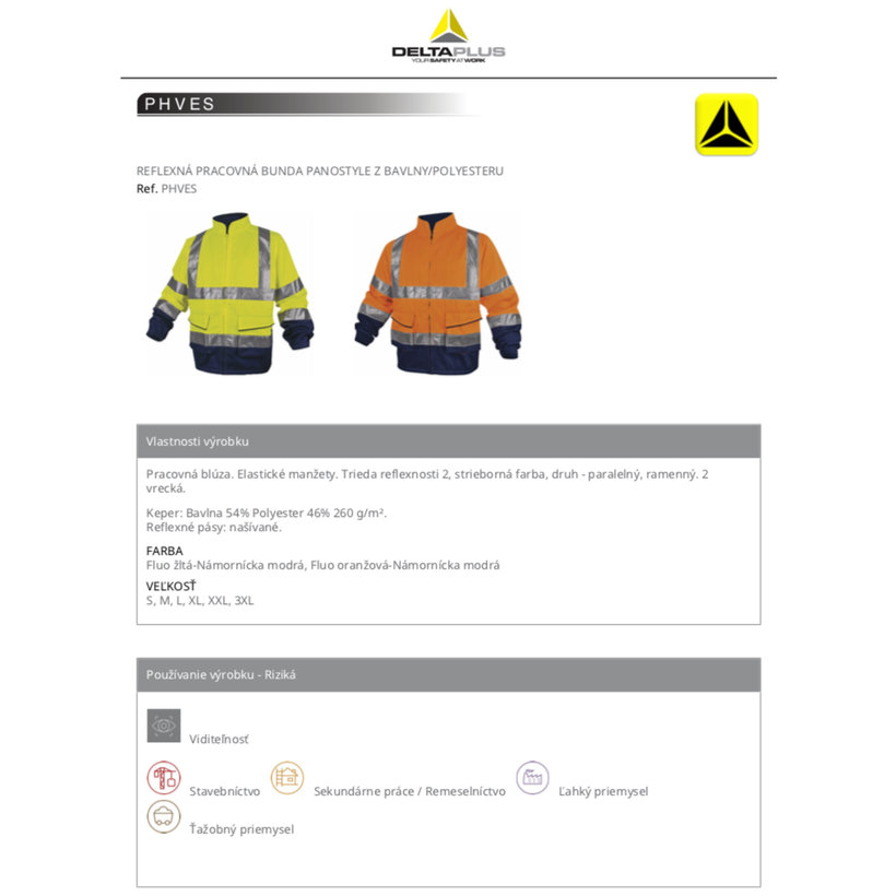 Reflexná pracovná bunda PHVES oranžová L