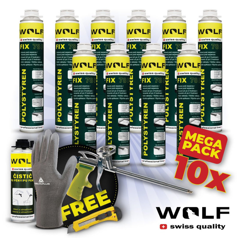 Montážne lepidlo (PUR) pištoľové - na Polystyrén - 10 ks MEGA PACK 750ml