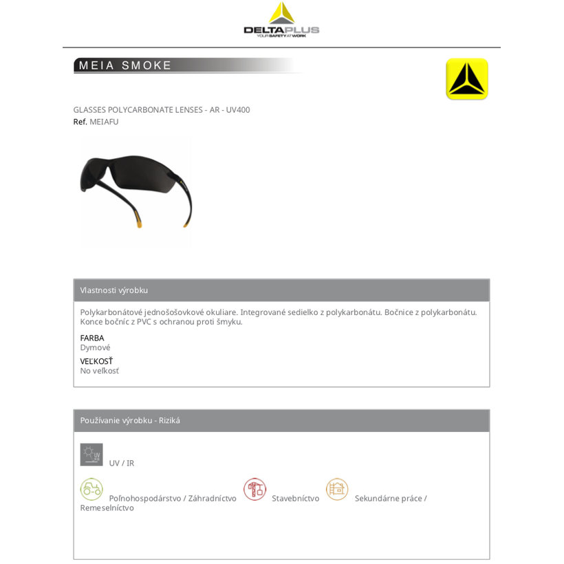 Pracovné okuliare MEIA SMOKE