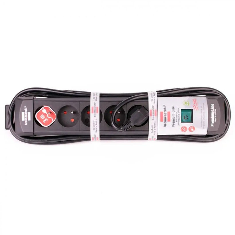 Predlžovací kábel 6-zásuvkový s vypínačom čierna 3m