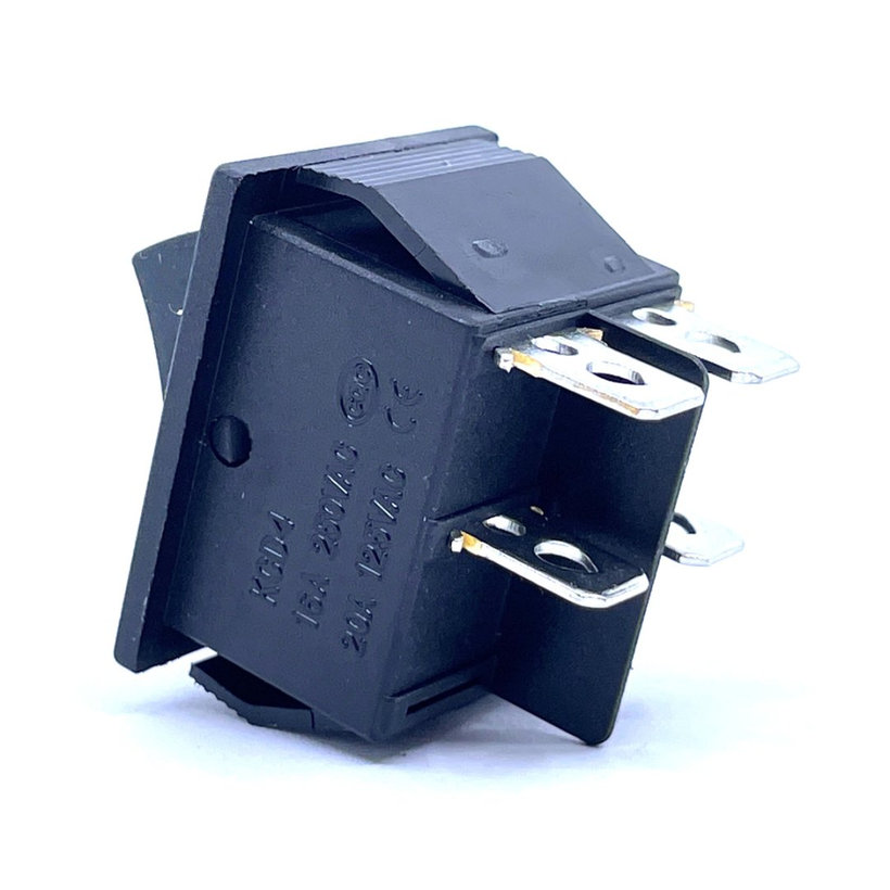 Kolískový vypínač 2-poloh. s pruž. návratom, čierny, 16A