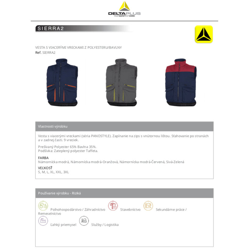 Pracovná vesta SIERRA2 modrá-oranžová L