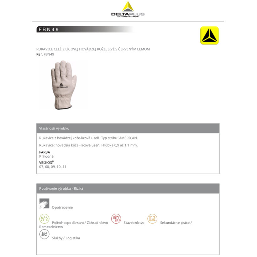 Pracovné rukavice FBN49 09