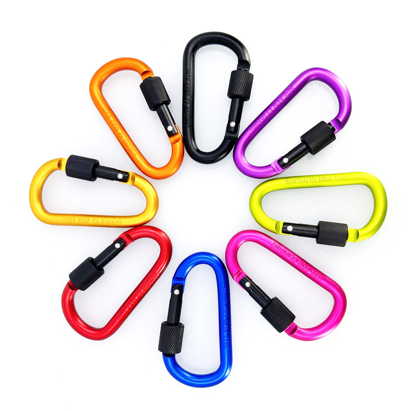 Hliníková karabína s poistkou - oranžová