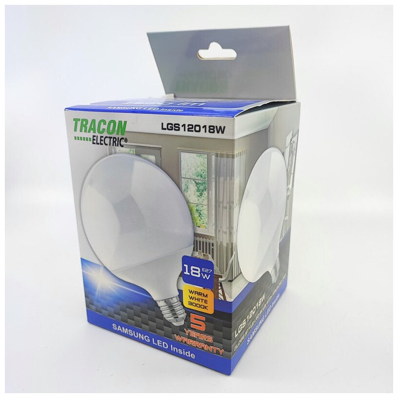 LED žiarovka guľa E27 18W - teplá - s chipom