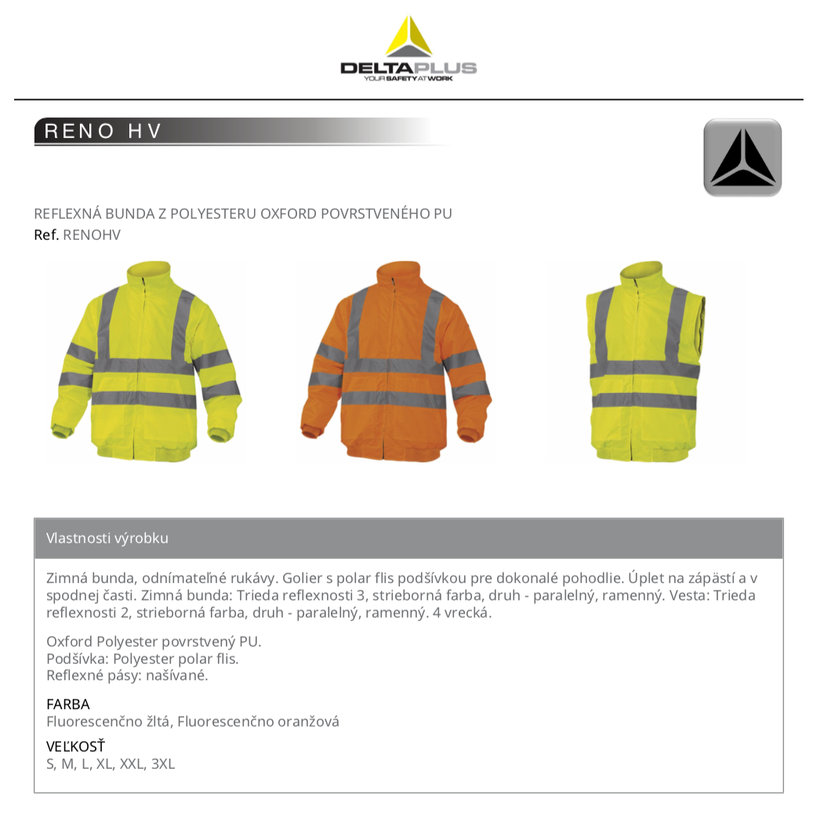 Reflexná zimná bunda RENO HV oranžová 3XL