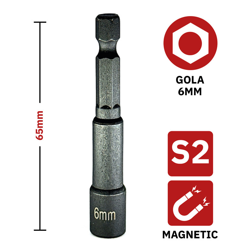 Gola hlava magnetická 6x65 mm