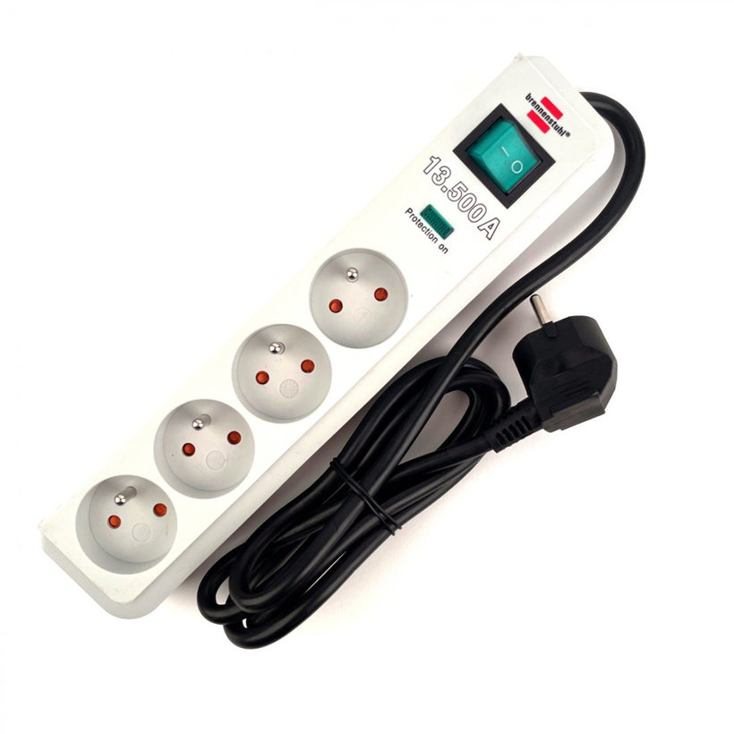 Prepäťová ochrana Eco-Line, šedá s vypínačom 1,5m