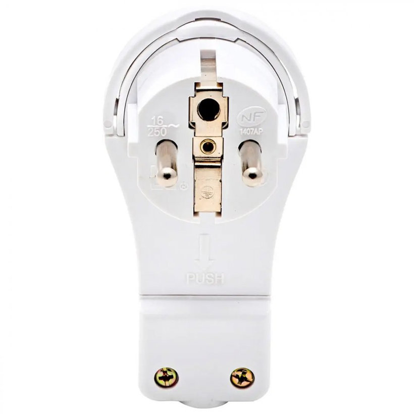 Plochá zástrčka biela so sklopným krúžkom