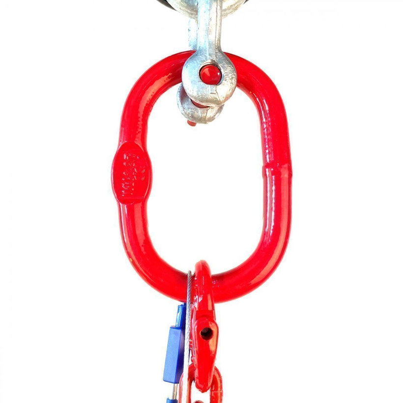 Reťazový záves oko-hák tr 80 so skracovačom (1,5 m, 3150 kg, 10 mm, červená)