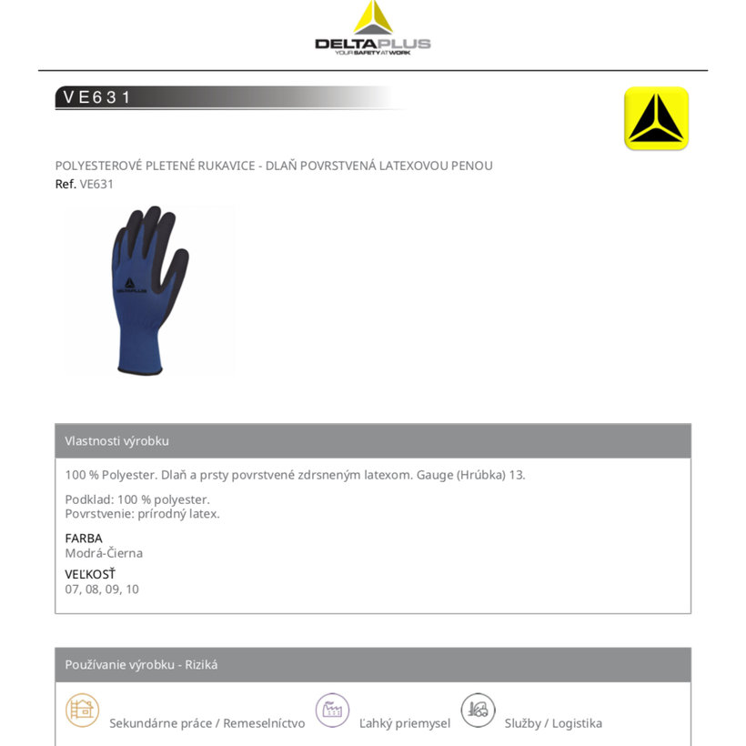 Pracovné rukavice VE631 09