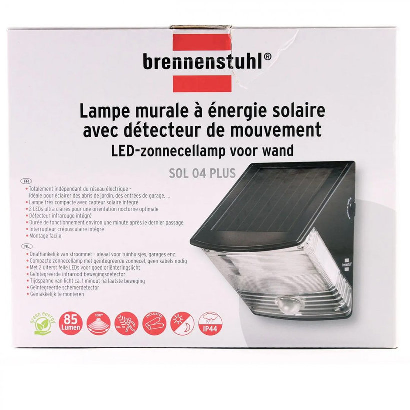 Solárne LED nástenné svetlo s pohybovým PIR detektorom čierna