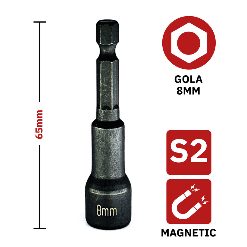 Gola hlava magnetická 8mm