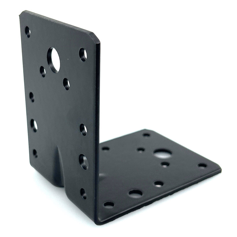 Uholník s prelisom - čierny 10ks 90x90x65x2,5mm