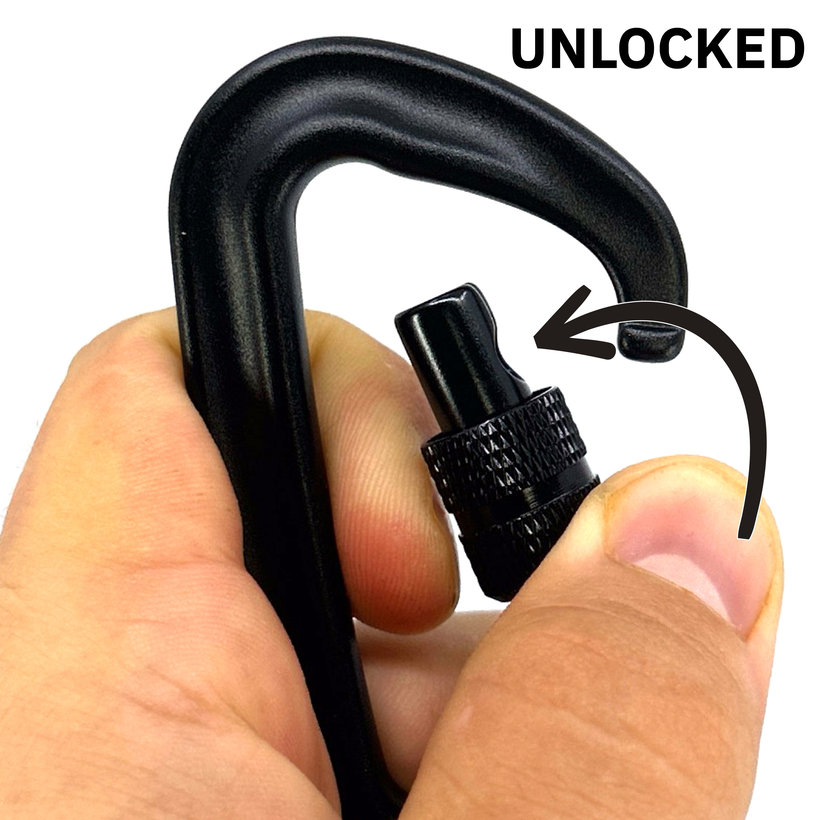 Hliníková karabína so skrutkou 80mm - čierna