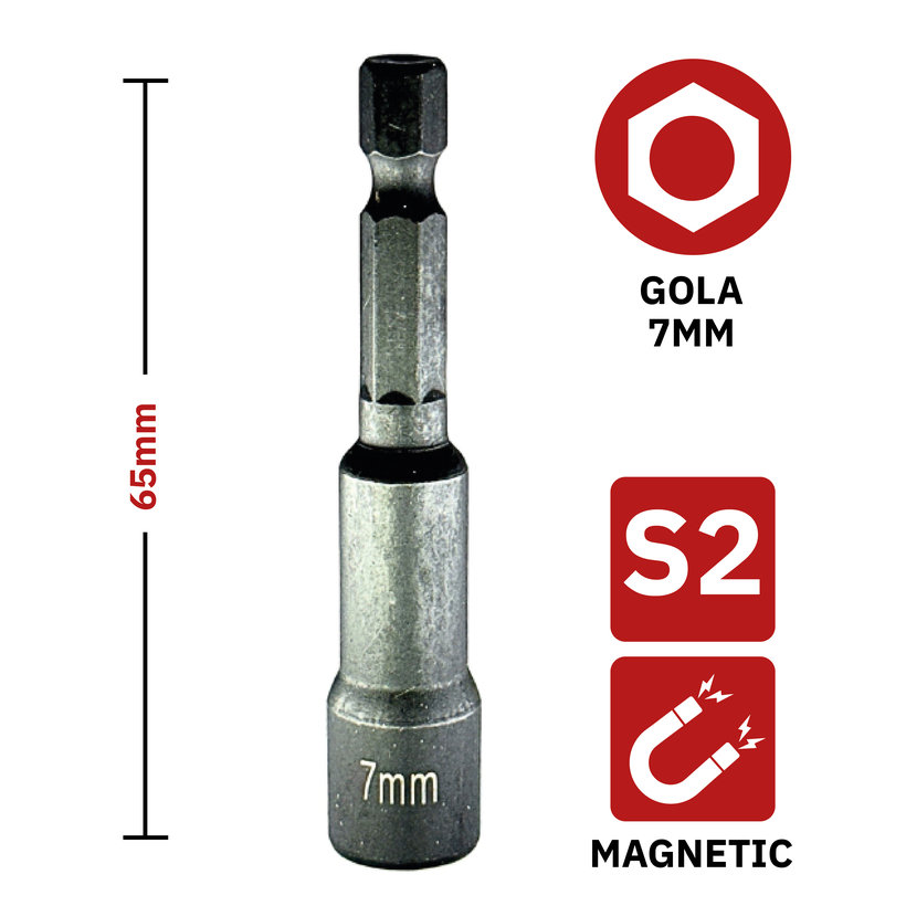 Gola hlava magnetická 7x65 mm