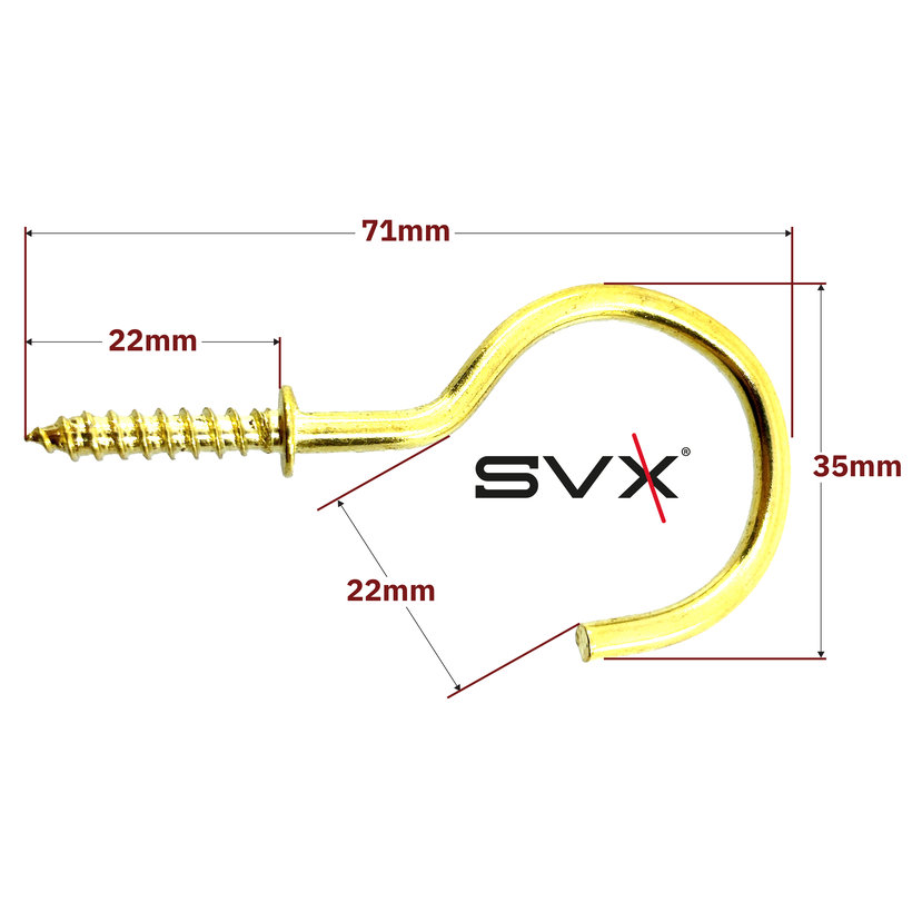 Hák s límcom mosadz 50mm