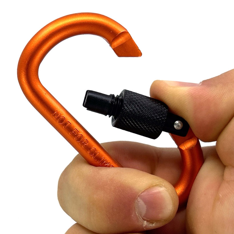 Hliníková karabína s poistkou - oranžová