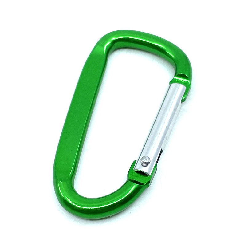 Karabína hliníková tvar D - zelená 6mm