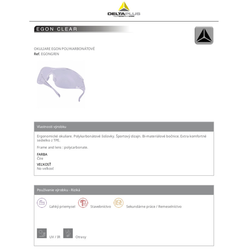 Pracovné okuliare EGON CLEAR