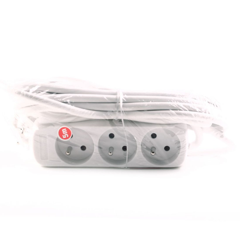 Predlžovací kábel 16A biely 3 zásuvky 5m 3G1,5