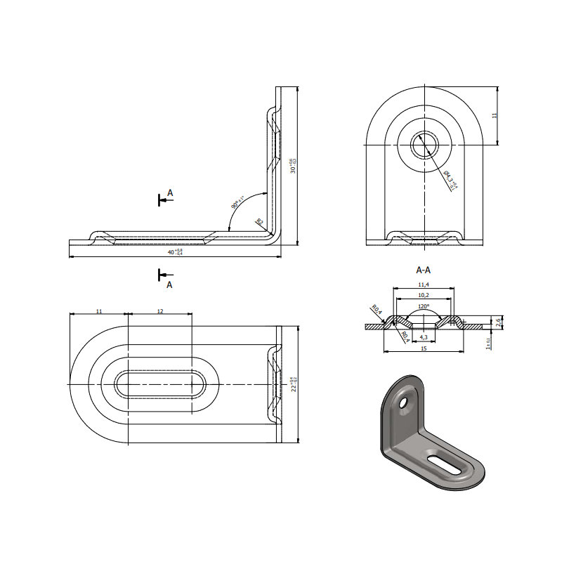 Uholník nastaviteľný FKS 2 40x28x22 mm