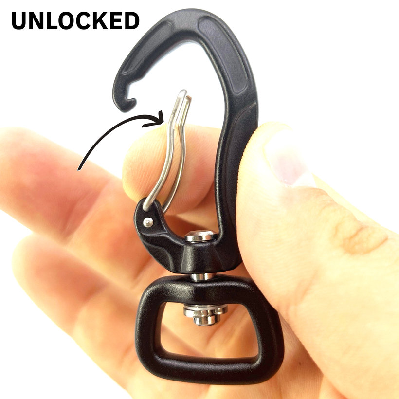 Hliníková karabína bez zapínania 71mm - čierna