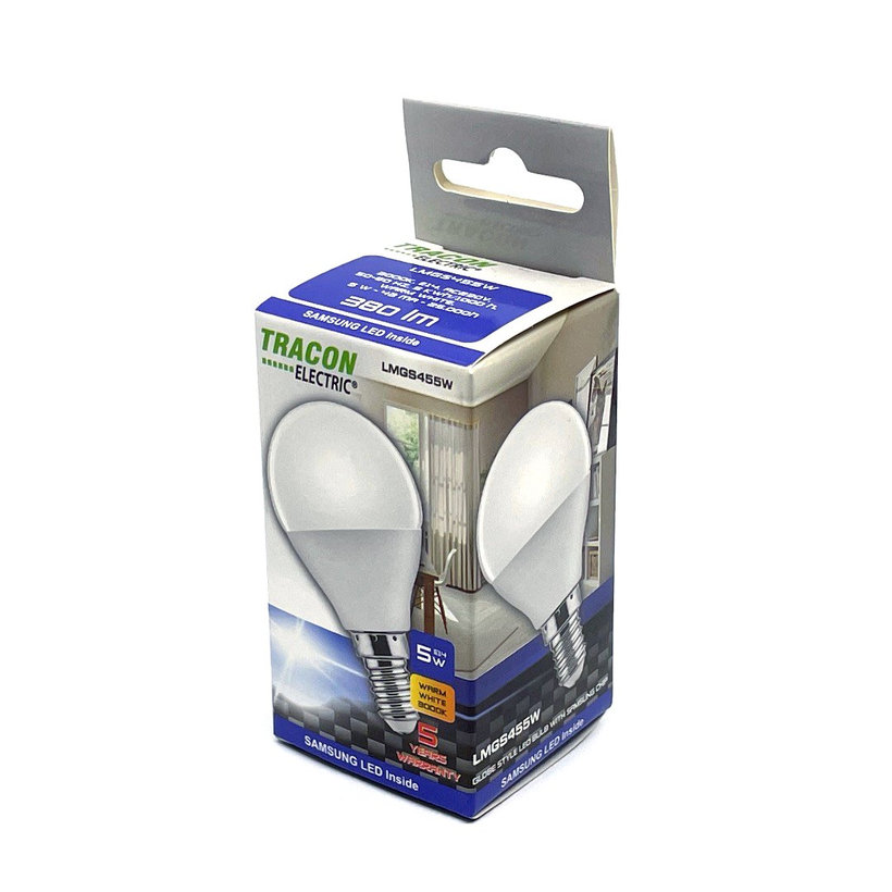 LED žiarovka guľa E14 5W - teplá - s chipom